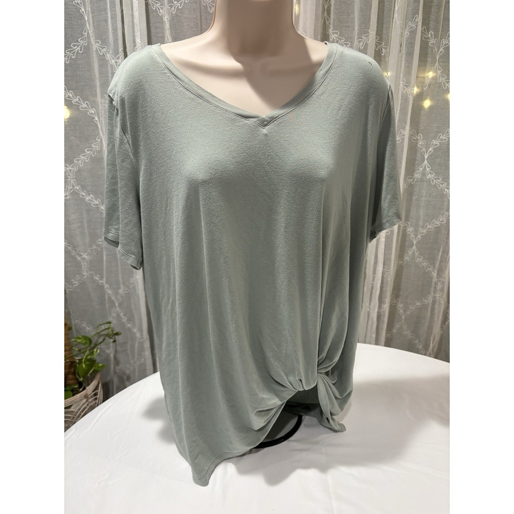 Matty M Ladies' Size X-Large, Twist Knot Top, Light Olive (Green)
